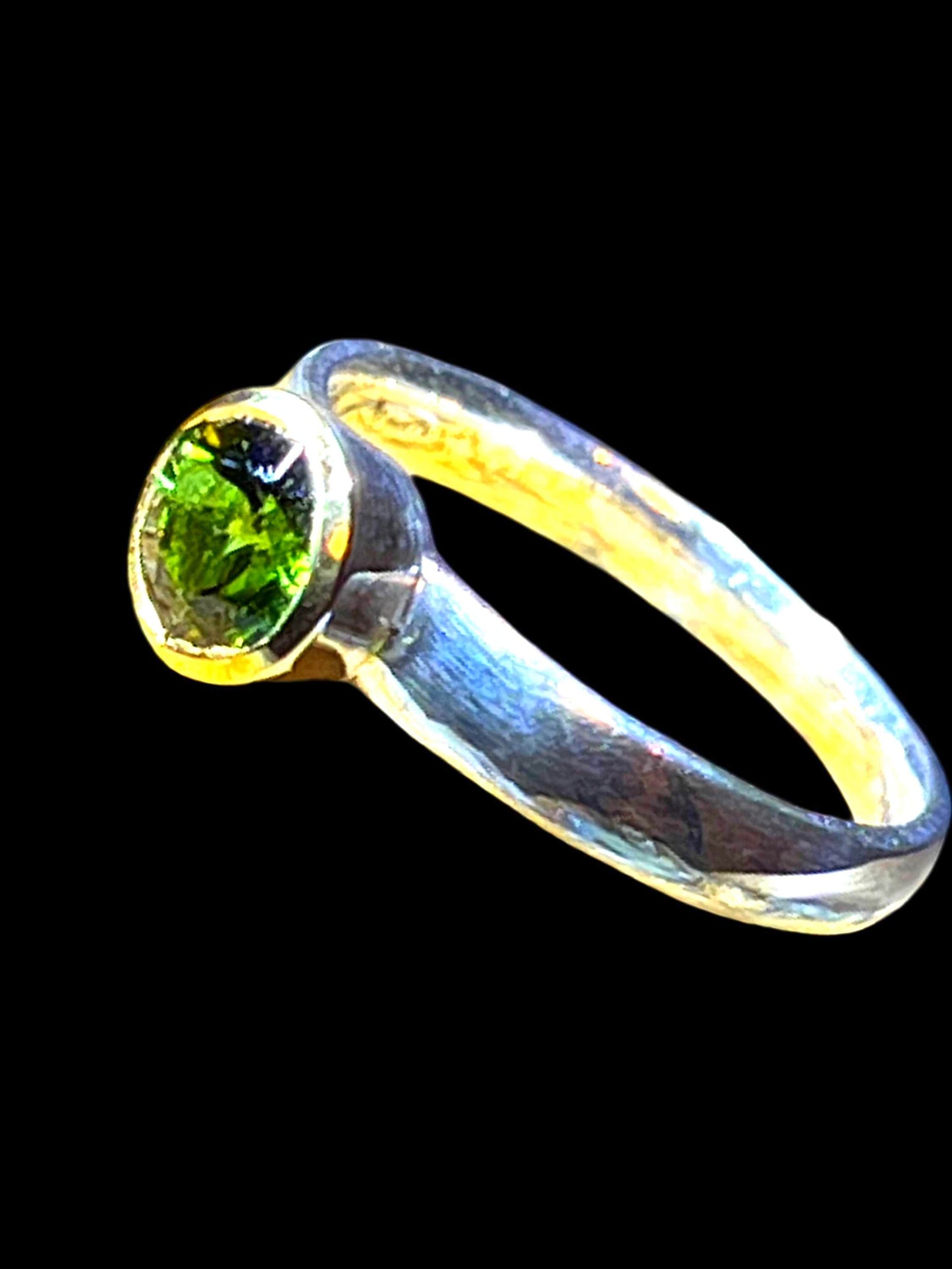 Turmalin Verdelith Ring in Silber mit teilvergoldeter Fassung
