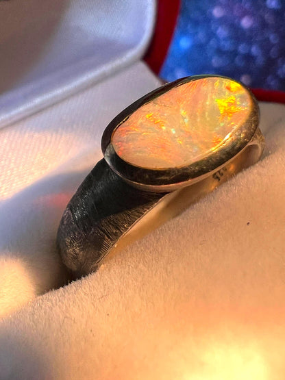 Mein Preis Edelopal Ring  in geschwärztem Sterlingsilber