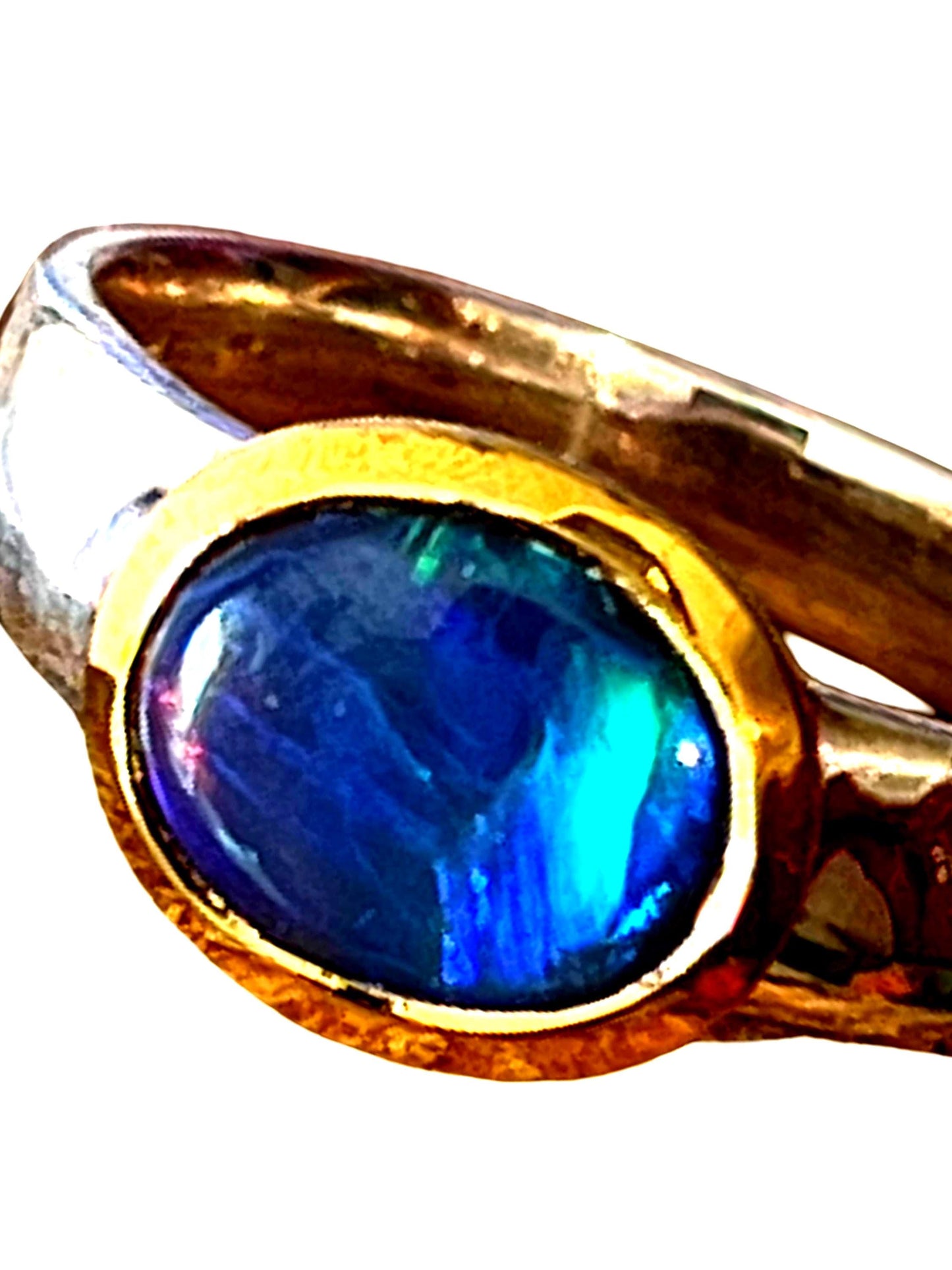 Schwarzopal Magie aus Lightning Ridge in 18kt Goldvermeil Fassung Sterlingsilberring deutsche Qualität