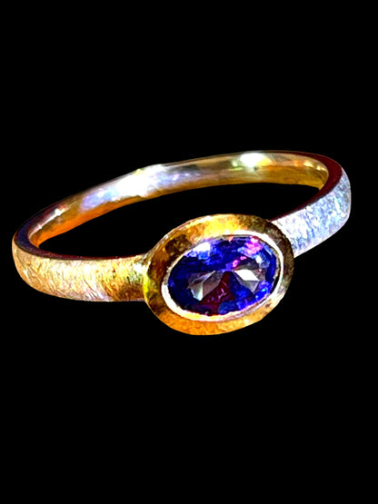 Mein Preis Tansanit Stern von Afrika in 18kt Goldvermeil Fassung Silber Ring mattiert