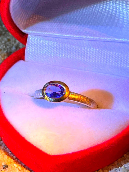 Mein Preis Tansanit Stern von Afrika in 18kt Goldvermeil Fassung Silber Ring mattiert