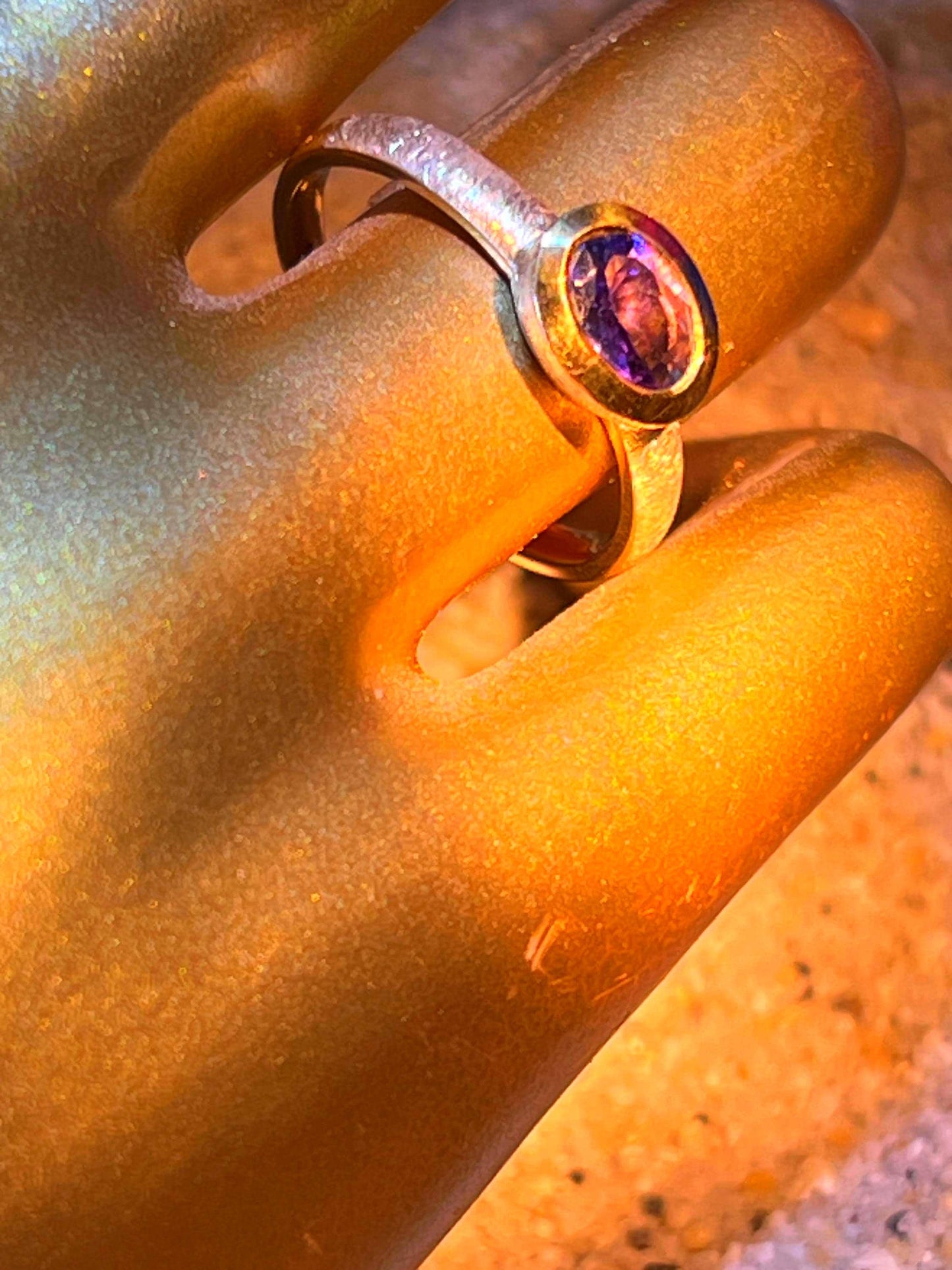 Mein Preis Tansanit Stern von Afrika in 18kt Goldvermeil Fassung Silber Ring mattiert