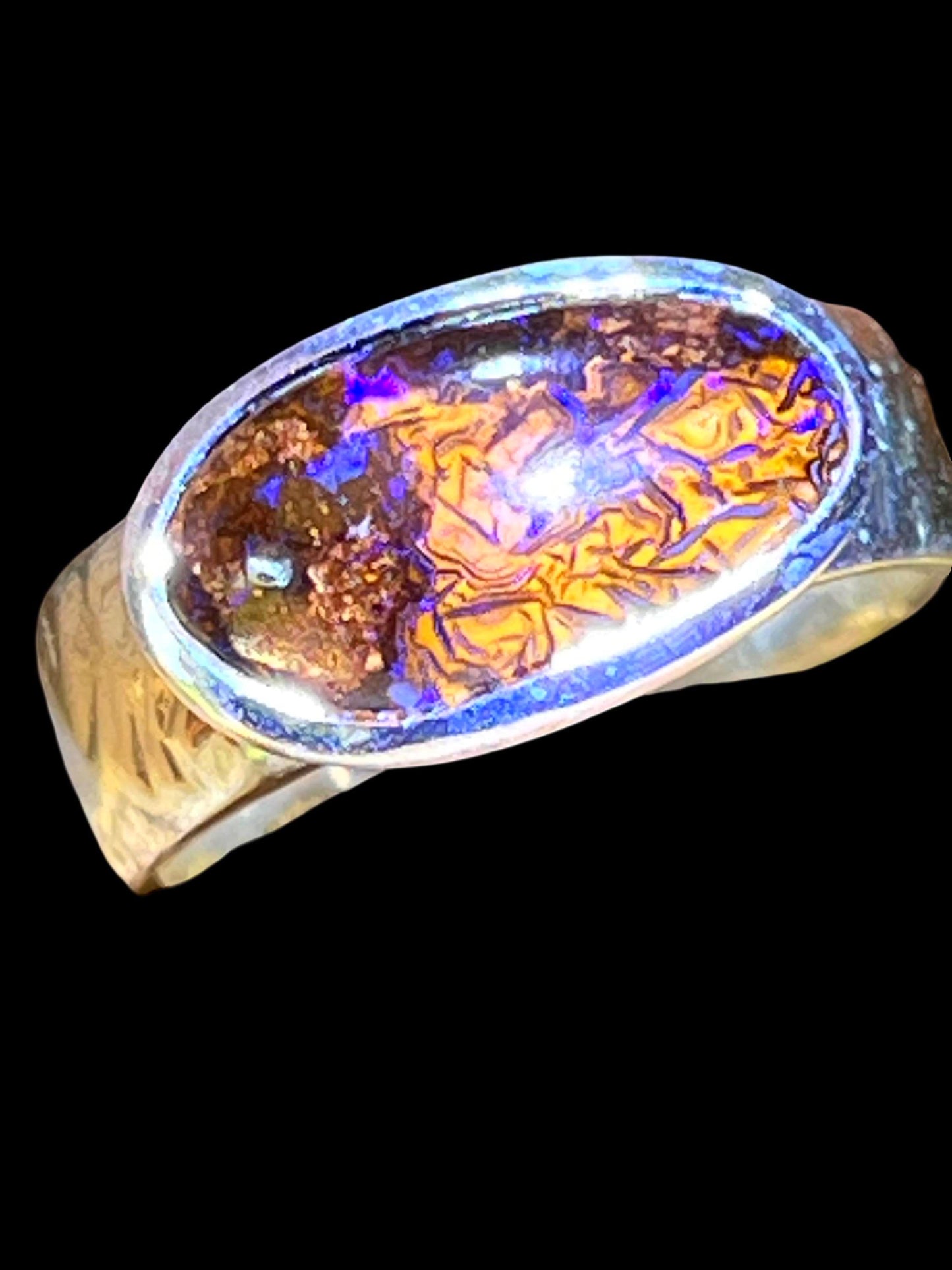 Mutter Queensland Opal 17mm x 10mm Opal Sterling Silber Ring deutsche Qualitätsarbeit