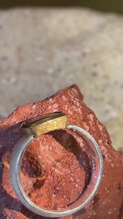 Wochenend Preis  Natürlicher australischer Boulder Opal aus Andamooka 18kt Vermeilfassung Sterling Silberring