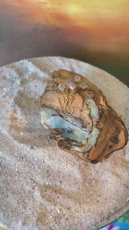 Mein Preis  Rosenquarz 6 Naturtropfen in Sterlingsilber 18Kt Goldvermeil Hängeohrringe