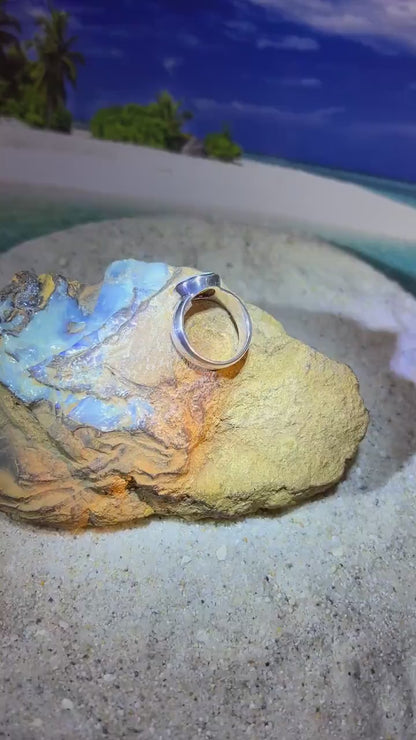 Boulder Opal l  in 18 kt Goldvermeil Fassung  Sterlingsilberring