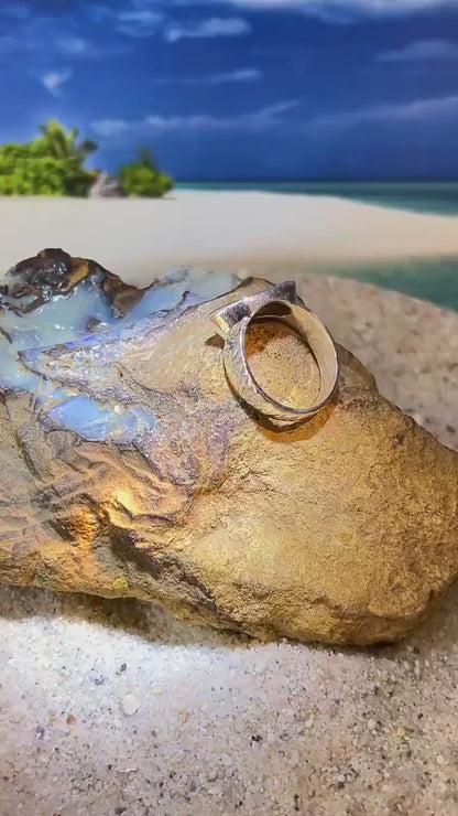 Boulder Opal geschwungene Matrix Ring in Sterling Silber