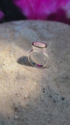 Natürlicher Kunzit Sterlingsilberring Pfirsichrote Liebe 18kt Goldvermei Fassung deutsche Handarbeit