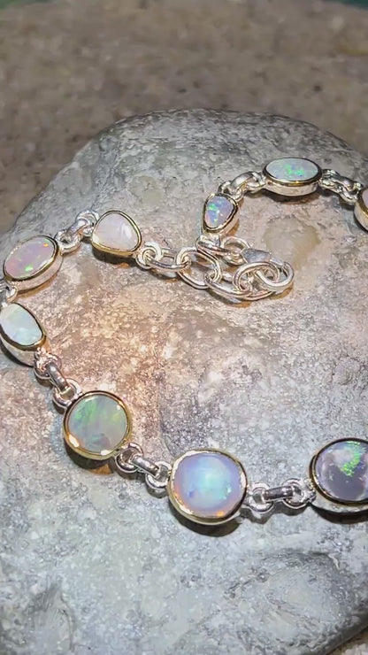 Boulder Opal Armband 11 schöne Opale in 18Kt Goldvermeil Fassung