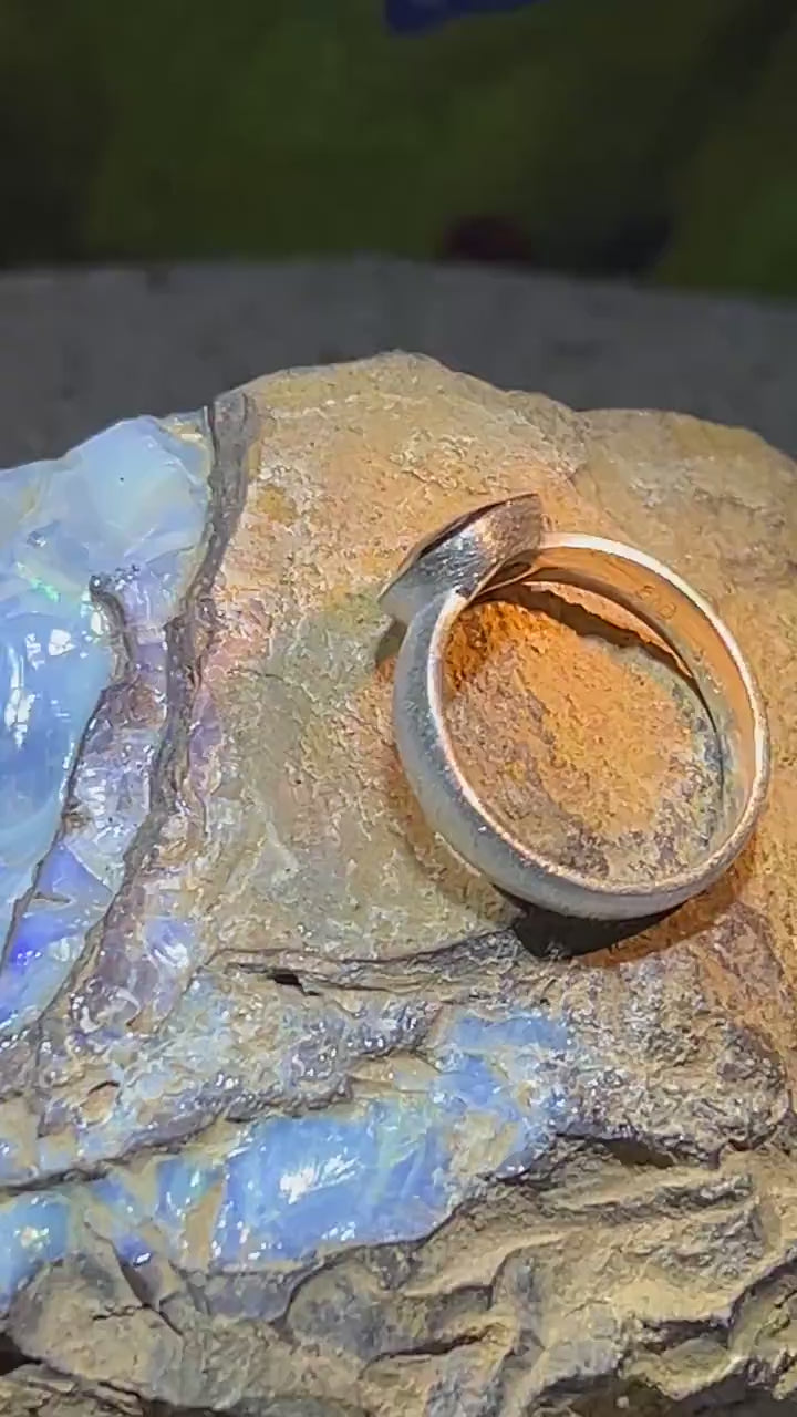 Naturopal aus Andamooka Sterlingsilber mit 18kt Goldvermeil Fassumg