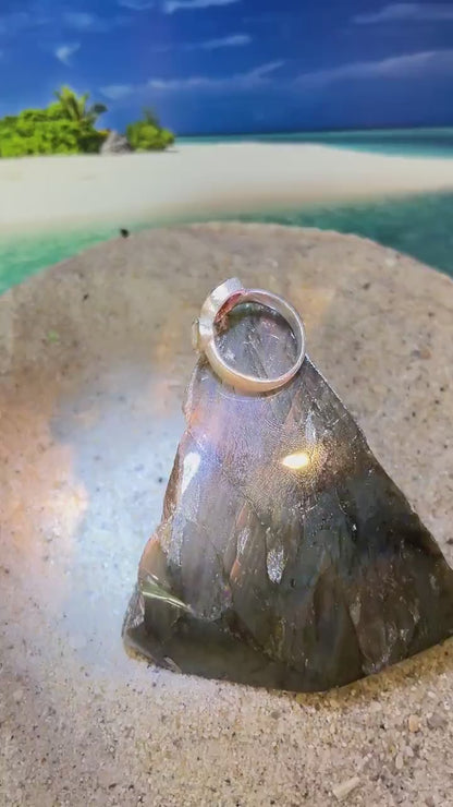 Wassermelonenturmalin und Naturperle in 18Kt Goldvermeil Fassung Ring in Sterling Silber