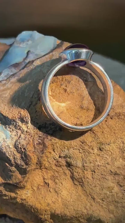 Violett Phantasie Ring in Silber mit teilvergoldeter Fassung