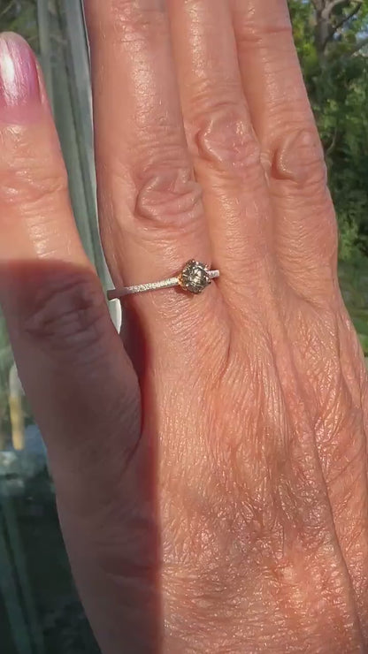 Brillant 0,33ct Ring in Silber mit vergoldeter Fassung