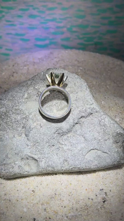 Grüner Amethyst 9 ct Ring in Silber mit 18Kt Goldvermeil Fassung