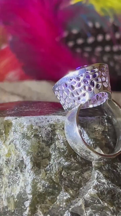 Mein Preis  Natur Lieblingsamethyst in 18Kt Goldvermeil Fassung Ring in Silber