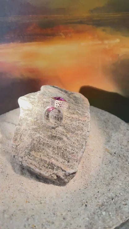 Amethyst 20 mm in 18Kt Goldvermeil Fassung Sterlingsilberring