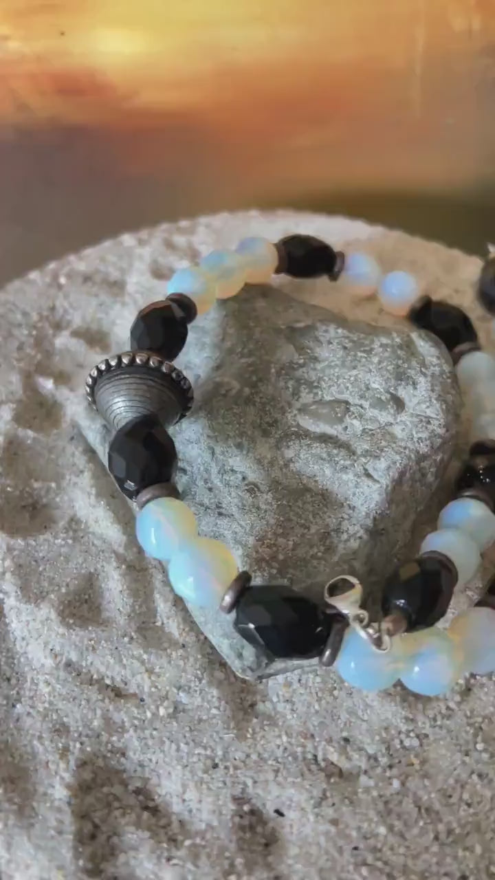 Onyx Opalglas Collier