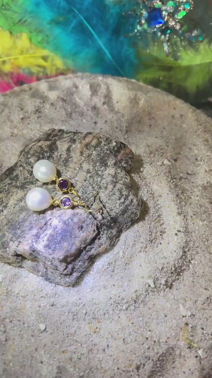 Naturperle an Amethyst in 18 Kt Goldvermail