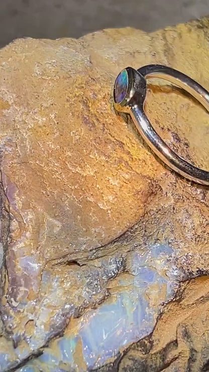 Wochenend Preis  Opal Glücksminimalist Blau in 18Kt Goldvermeil Ring in Silber