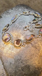 Australische Märchenbilder Boulder Opal Sterlingsilber Armband Goldvermeil Fassung 5micron deutsche Handarbeit