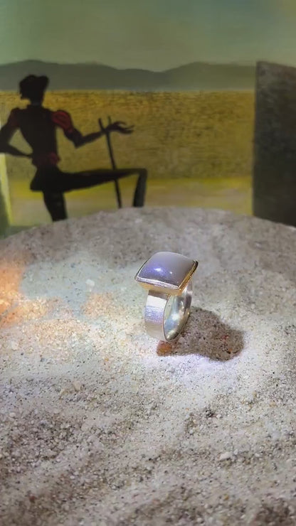 Natürlicher Mondstein Herrenring Unisex Ring