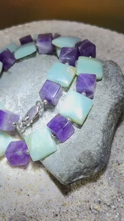 Amethyst und Andenopal Collier
