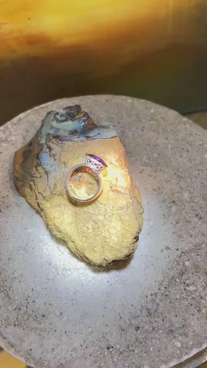 Amethyst Facette  in 18Kt Goldvermeil Fassung Ring in Sterlingsilber