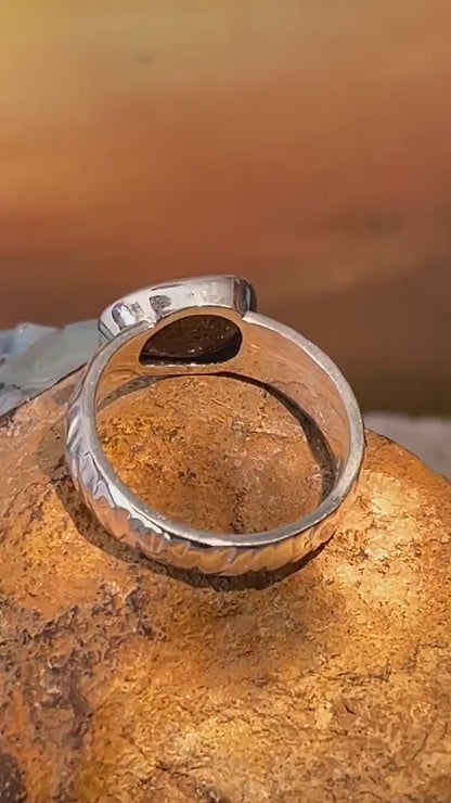 Grüne Wüste Boulder Opal Sterling Silber Ring