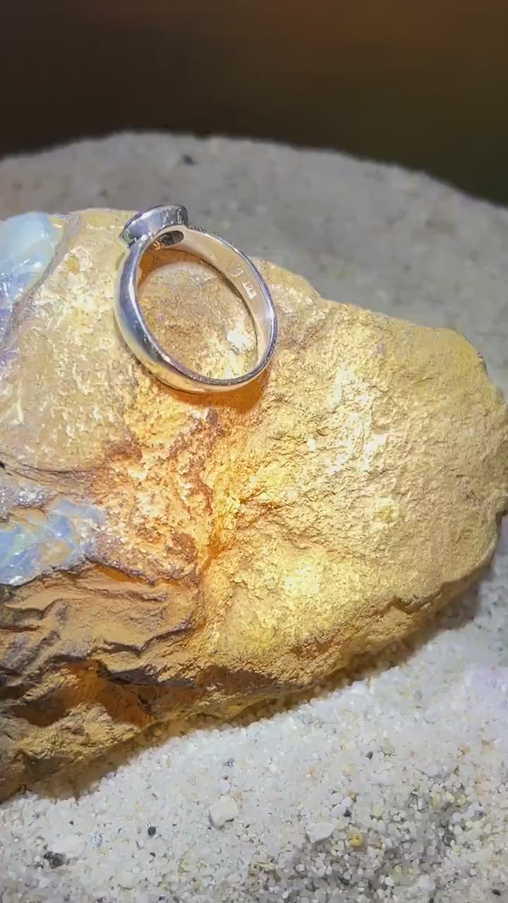 Schwarzopal Tagespreis  Sterlingsilberring mit18kt Goldvermeil Fassung deutsche Handarbeit